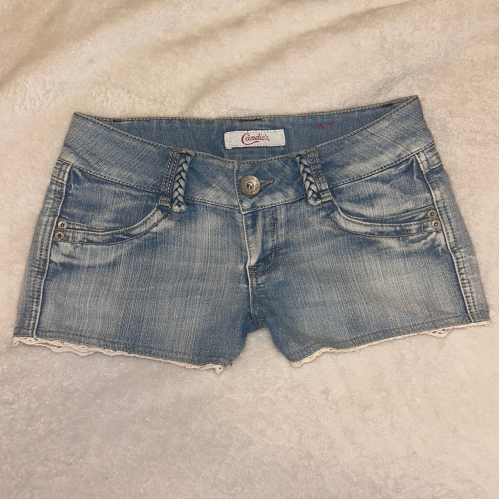 Y2K style low-rise jean shorts